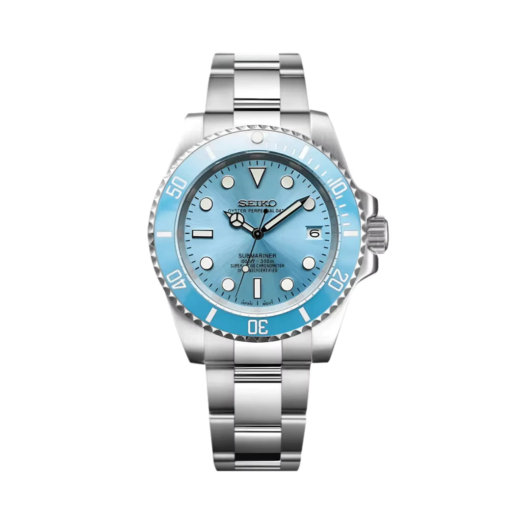 Sky Blue Seiko Submariner Mod